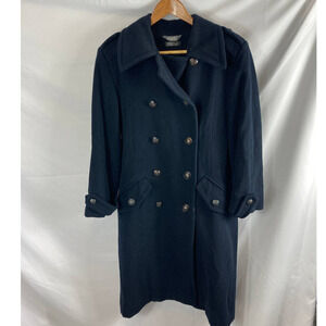 Wool Double-Breasted Navy Coat